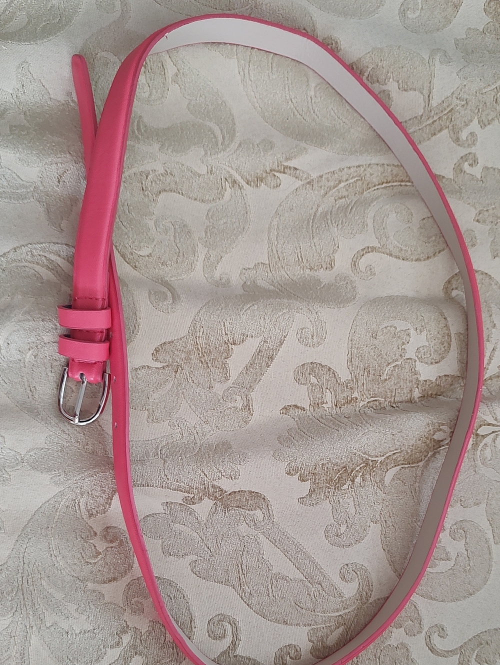 Pink Skinny Leather Belt